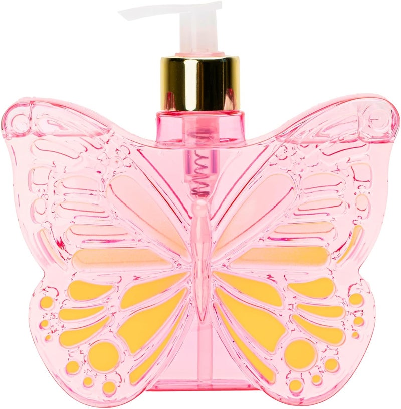 simple pleasures Pink Butterfly Honeysuckle Scented Liquid Hand Soap Dispenser - Plastic Novelty Decorative Refillable Hand Pump for Kitchen Countertops and Bathroom Sinks 500ML - Image 2